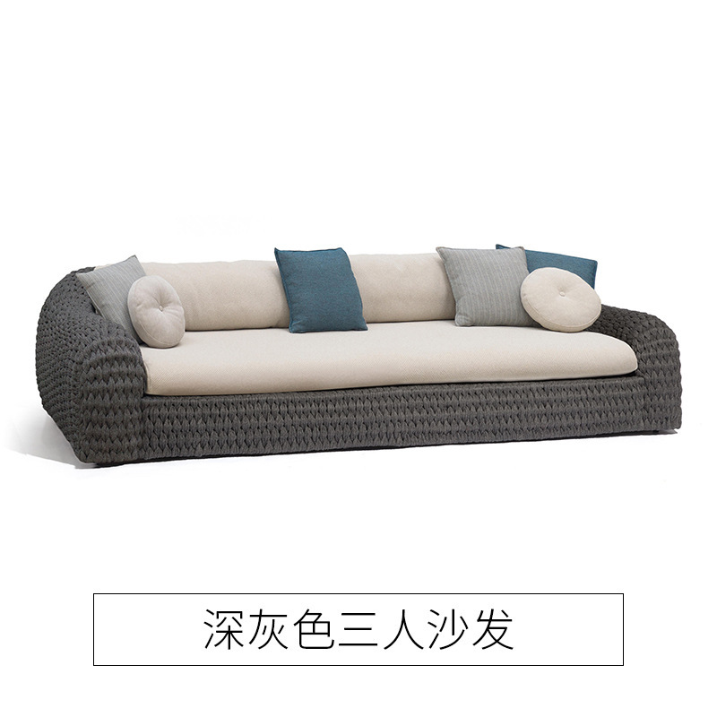 Sofá de ratán al aire libre Sala de estar del hotel Casa de familia al aire libre Villa Patio al aire libre Impermeable Protector solar Ocio Muebles de silla de mimbre