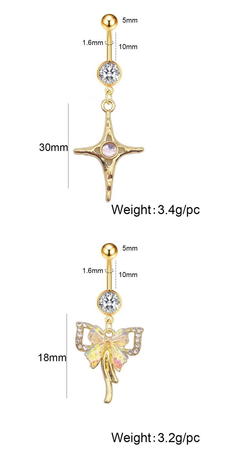 European And American Cross-Border Stainless Steel Colorful Bowknot Cross Belly Button Ring Body Piercing Jewelry_voghion.com