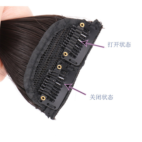 Factory wholesale: Cross-border European and American two-claw straight hair extension pieces, 30cm long, made from high-temperature resistant synthetic fiber.
