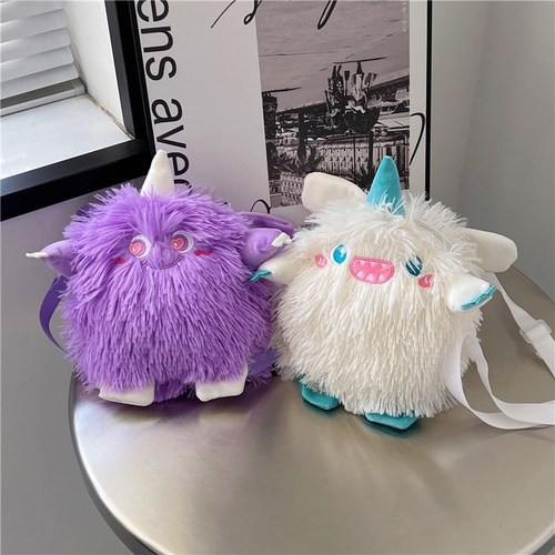New ins cartoon little monster plush shoulder crossbody bag monster backpack doll fresh animal mobile phone bag trendy