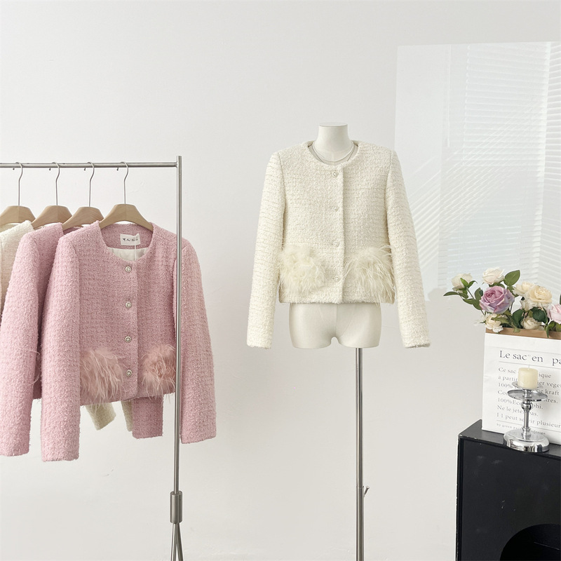 White Goose Feather Liner Small Fragrance Style Coat Women's Autumn and Winter 2024 New Explosions Advanced Sense Super Good-looking