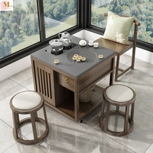 实木现代家用小型阳台客厅茶桌新中式套装可移动茶桌一体泡茶台