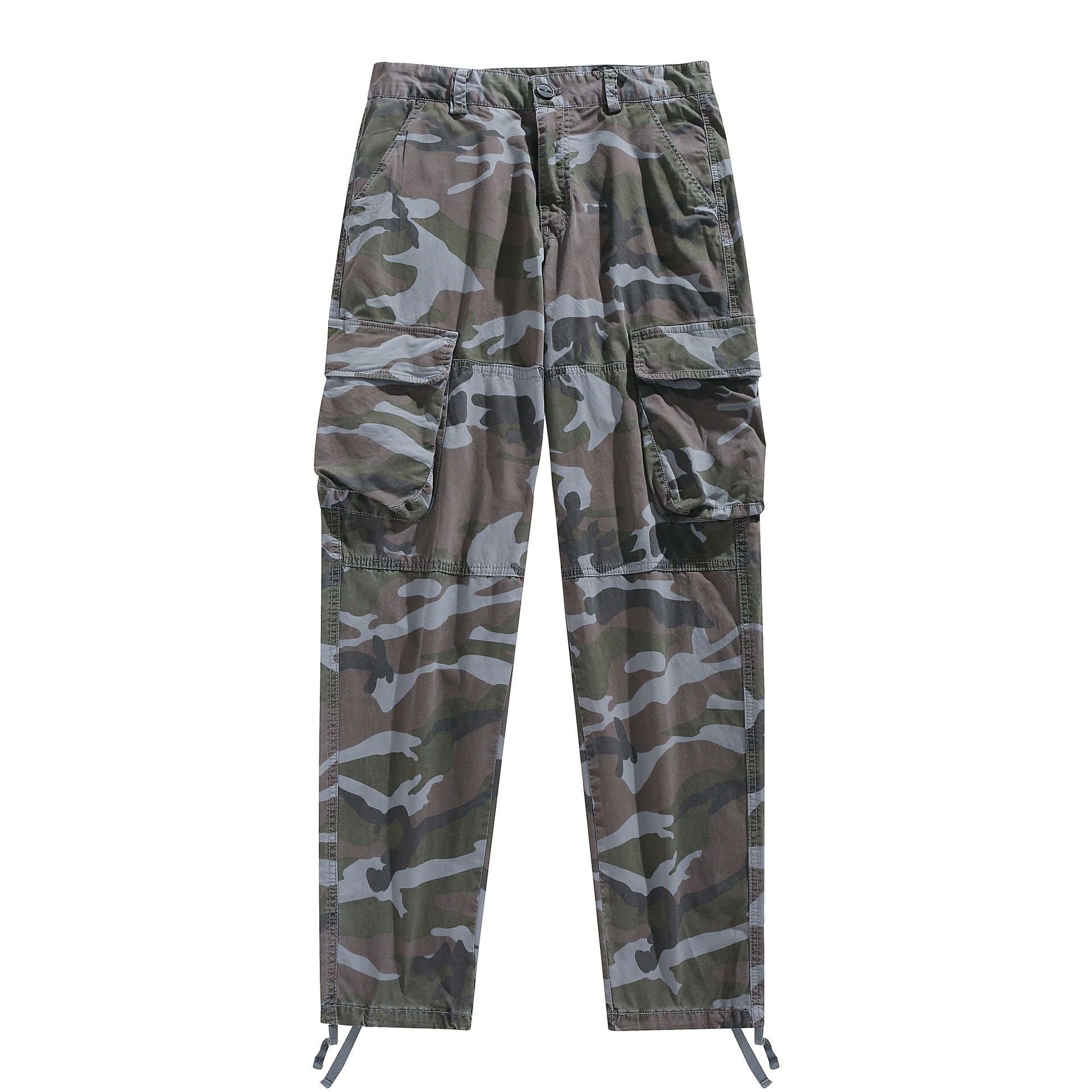 Men's Camouflage Workwear Simple and Stylish Japanese Style 2026 New Multi-Pocket Outdoor Elastic Drawstring Pants W9222 #