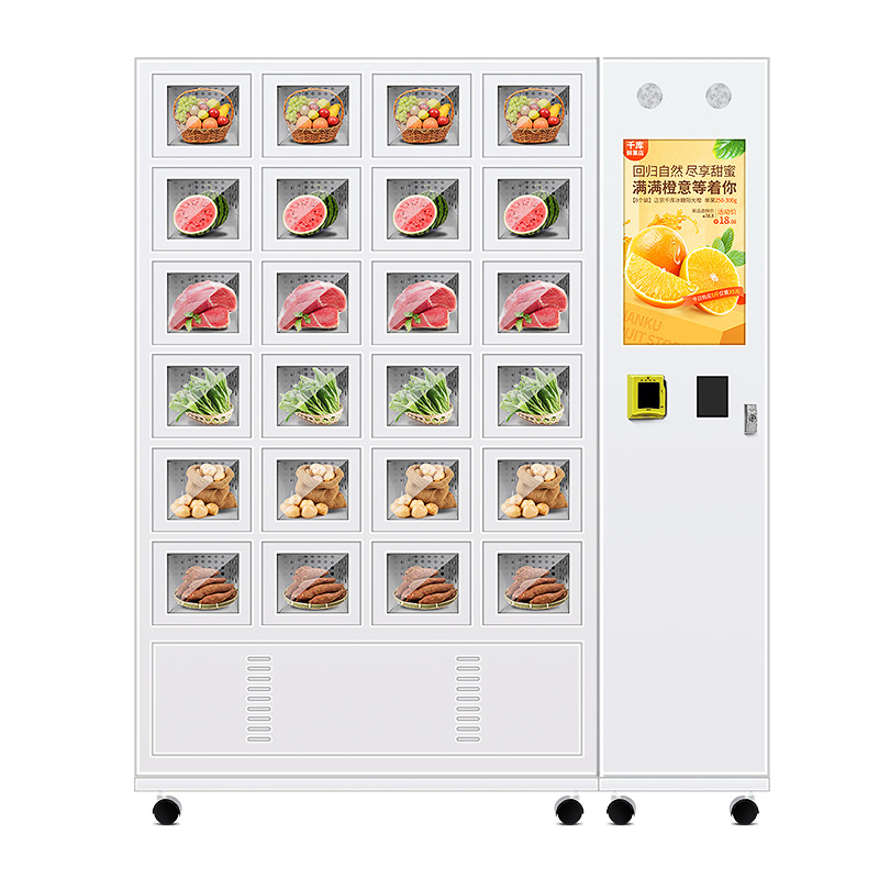 Hanlu máquina expendedora automática gabinete de celosía refrigerada máquina expendedora diversificada productos autoservicio móvil supermercado gabinete de celosía