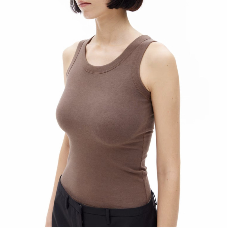 Basic Style Women's Elastic Slim-Fit Tank Top with Side Breast Coverage, Available in Four Colors