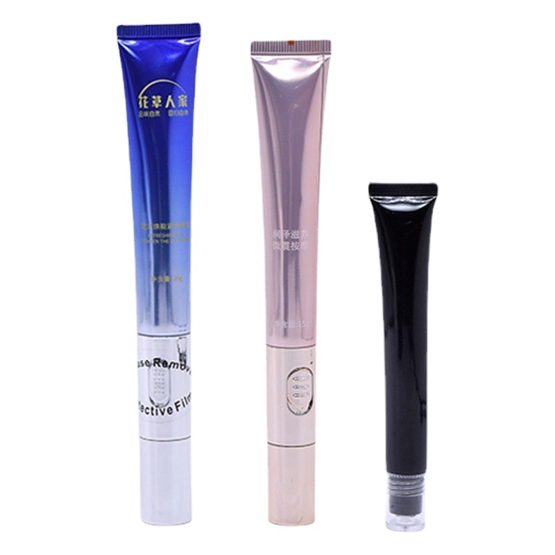 En stock vibración de cerámica cabeza ojo crema tubo 20g crema de ojos manguera de aluminio tubo de plástico eléctrico ojo crema manguera de embalaje