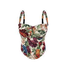 跨境新款性感抹胸上衣吊带内搭外穿带胸垫复古宫廷风鱼骨胸衣