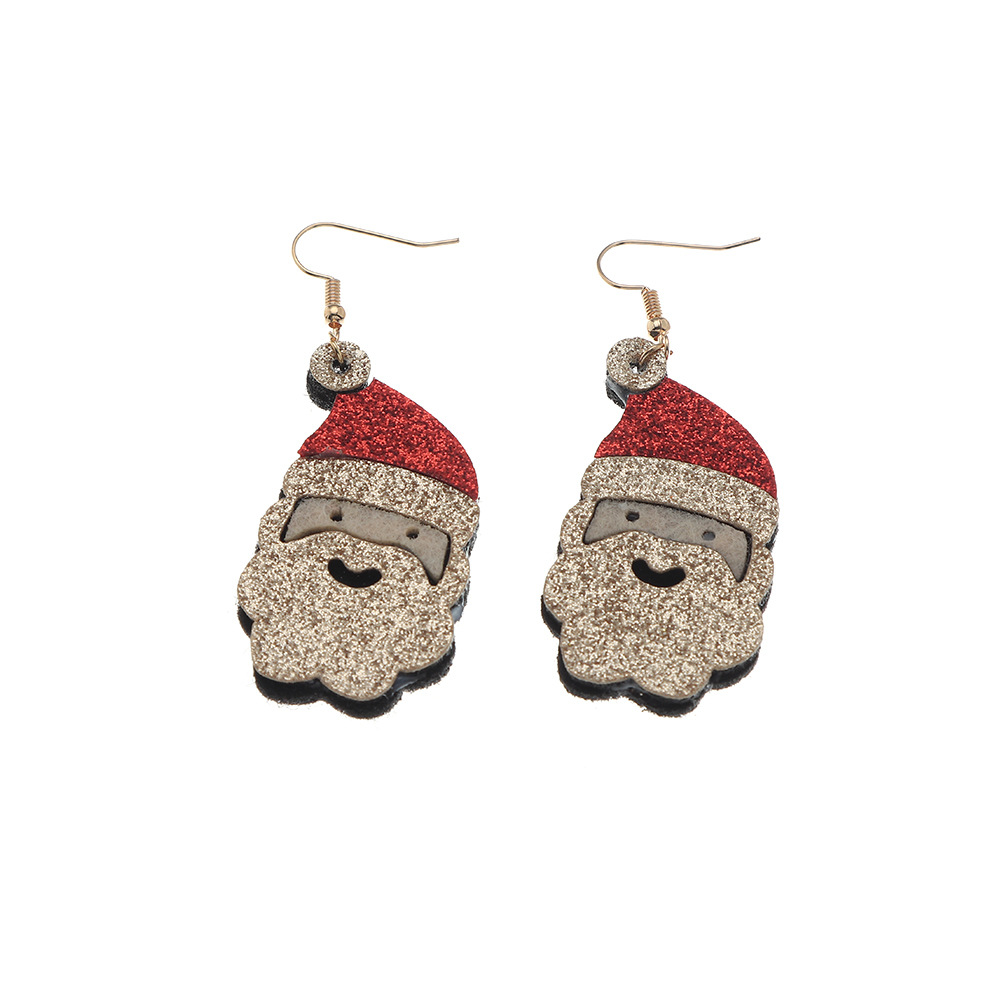 Jolies Boucles D&#39;oreilles De Noël En Tissu Scintillant Père Noël Elk Bijoux En Gros Nihaojewelry display picture 2