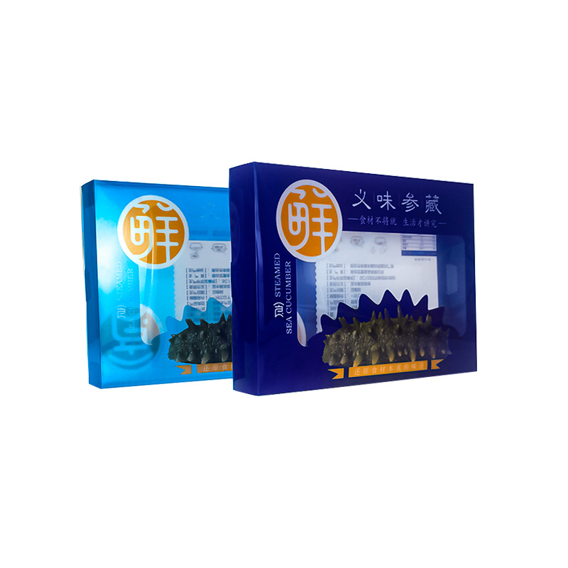 Caja de embalaje de pepino de mar caja de embalaje de pet ventana abierta material de pvc embalaje de plástico transparente caja plegable impresión fabricante de cajas de PP