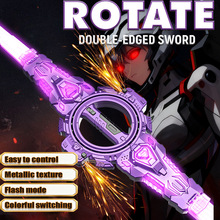 跨境火旋剑火花双刃光剑双头伸缩旋转宝刀发光激光战刃亚马逊爆品