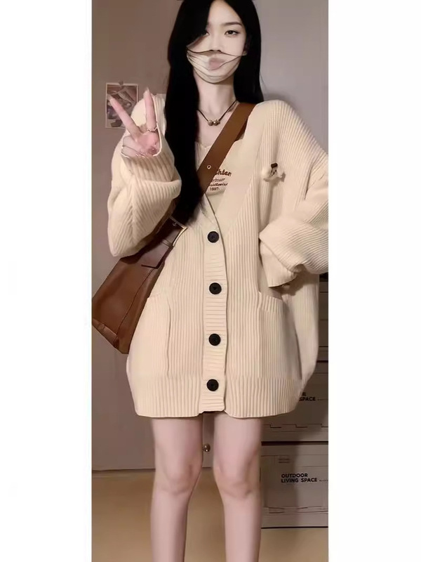 软糯慵懒秋冬2025新款宽松外套韩系穿搭上衣针织毛衣女慵懒风开衫|undefined