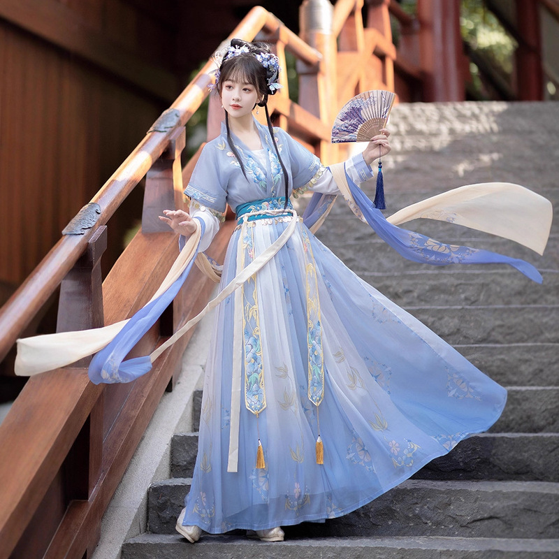 Original Adult Hanfu for Women [Bellflower] Tang-Style Waist-Length Tang-Style Robe with Embroidery, Chinese Style, Daily Summer Style
