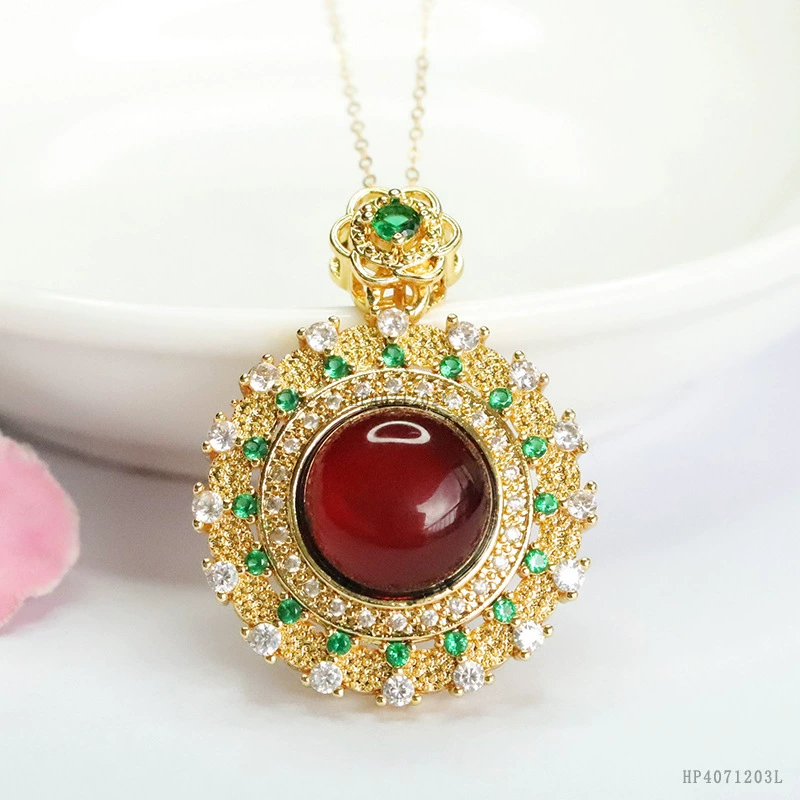 Yiyu Балтийский янтарный кулон кровавый подсолнечное ожерелье ювелирные изделия оптом для волос HP4071203L