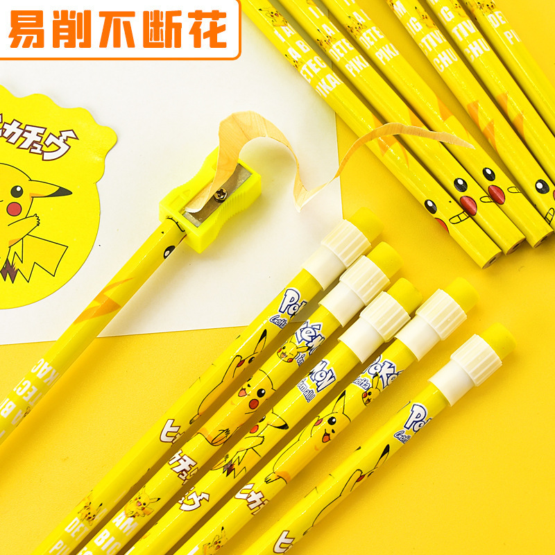 106ピカチュウ12本入鉛筆巻付きナイフ高颜値宝可夢HB鉛筆初心者練習字硬筆|undefined