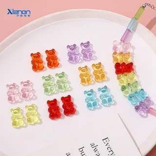 彩色透明亚克力软糖熊横孔竖孔小熊发饰耳环项链手链饰品配件批发