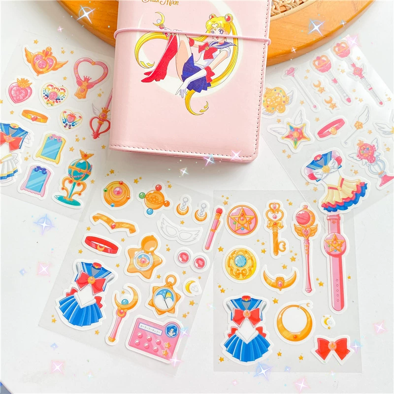 Стикеры (Сейлор Мун) декоративные для ноутбука и планера, assorted Sailor outfits & Wands