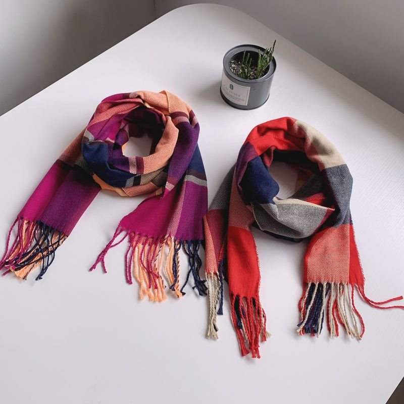 Baby autumn children's classic plaid scarf for boys and girls, tassel extended scarf, winter_voghion.com
