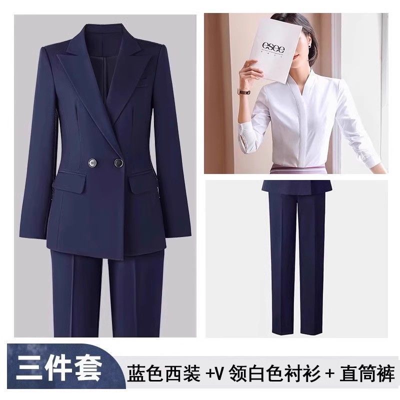 西装套装女职业正装大学生公考面试工作服气质高级感黑色西服外套|undefined