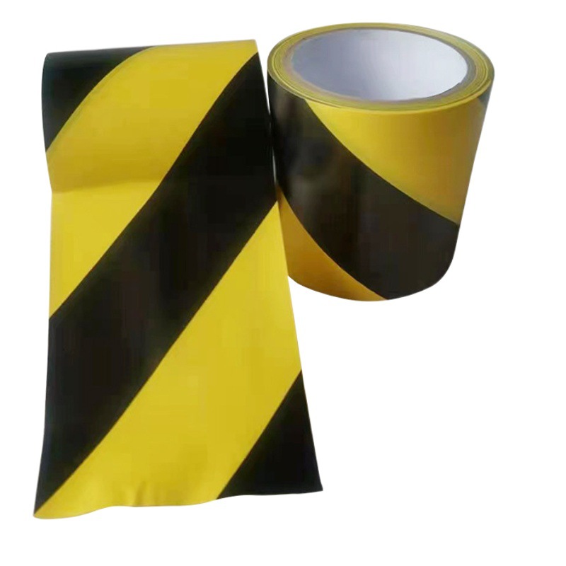 PVC negro y amarillo cinta de advertencia aislamiento piso cebra línea señal de marcado línea de Alerta Amarilla pegar tubo blanco