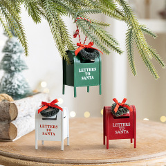 クリスマスツリー メールボックス ガーランド ペンダント クリスマス雰囲気 アイアンメールボックス デスクトップアレンジメント 風景装飾品 ペンダント装飾