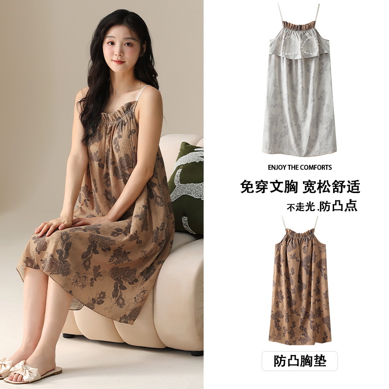Pijama de mujer 2025 nuevo verano cabina con cojín de pecho en una mujer verano hermoso pijama de mujer de verano sexy