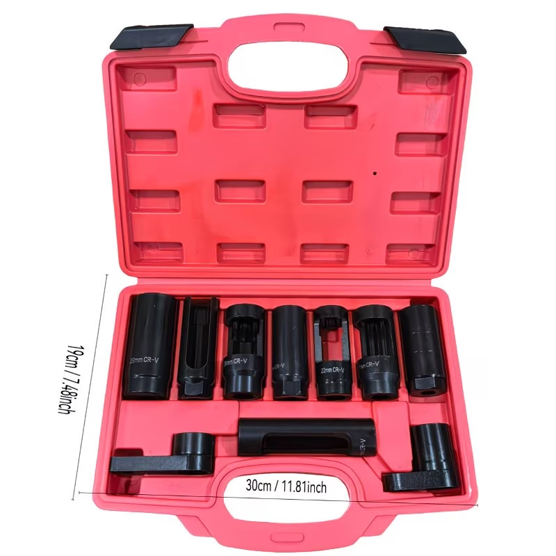 10-Piece Set of Japanese and European Style Oxygen Sensor Wrenches, Oxygen Sensor Socket, Oxygen Sensor Removal Tool, Open-End Socket