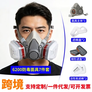跨境6200防毒面具喷漆装修打磨防粉尘打磨面罩农药化工防尘防尘毒