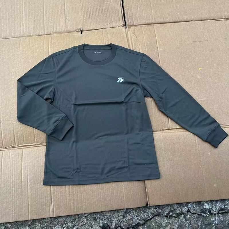 Yiling 3543 Jihua Long-Sleeved Round-Neck T-Shirt Men's Moisture-Absorbent, Quick-Drying, Breathable Outdoor Training Fitness Clothing Gray Green