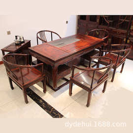 红木茶桌 印尼黑酸枝木茶台茶桌 阔叶黄檀中式功夫茶桌椅组合家具