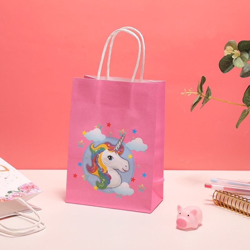 Bolsas de regalo de cumpleaños, bolsas de cartón cartón, bolsas de embalaje para llevar, bolsas de embalaje de regalo de fiesta para niños, bolsas de mano