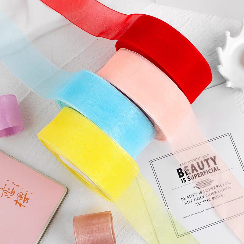 4cm Chiffon Yarn Ribbon Flower Decorative Transparent Ribbon Handmade DIY Rose Flower Material Cake Baking Ribbon Ribbon