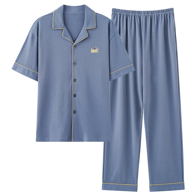 Pijamas de algodón puro pantalones de manga corta de verano para hombre 2025 nuevo estilo que se puede usar afuera Traje de servicio a domicilio casual de gran tamaño de alta gama