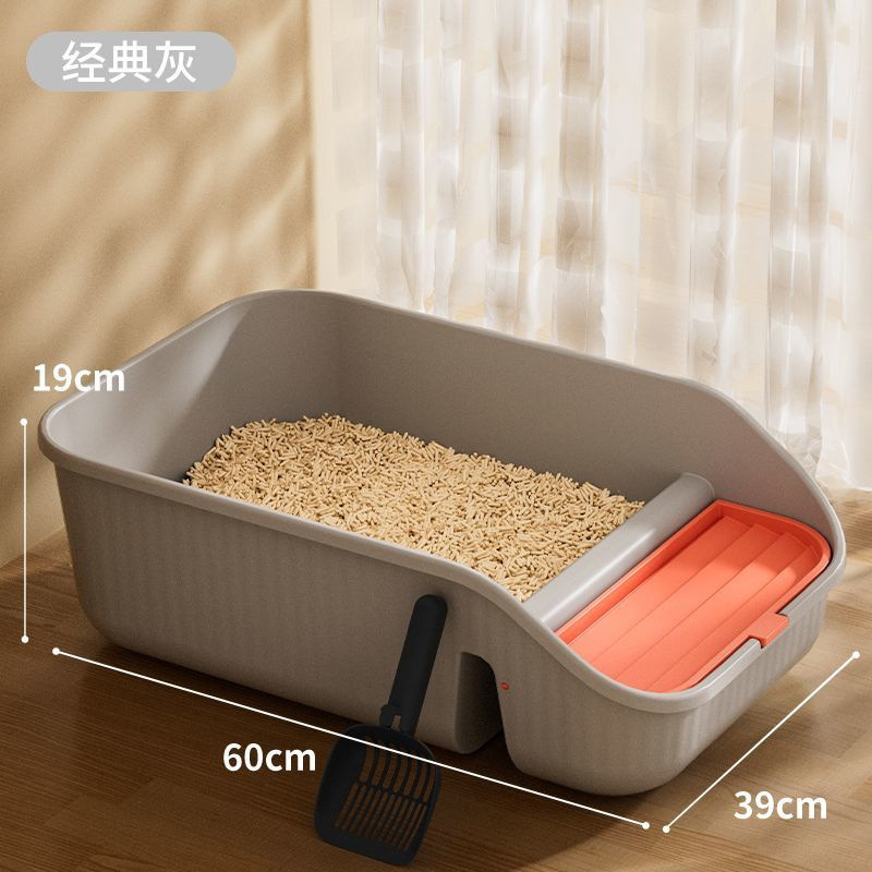 Lavabo de arena para gatos de gran tamaño semi-cerrado anti-sacar inodoro para gatos extragrande caja de arena para gatos abierta suministros para mascotas al por mayor