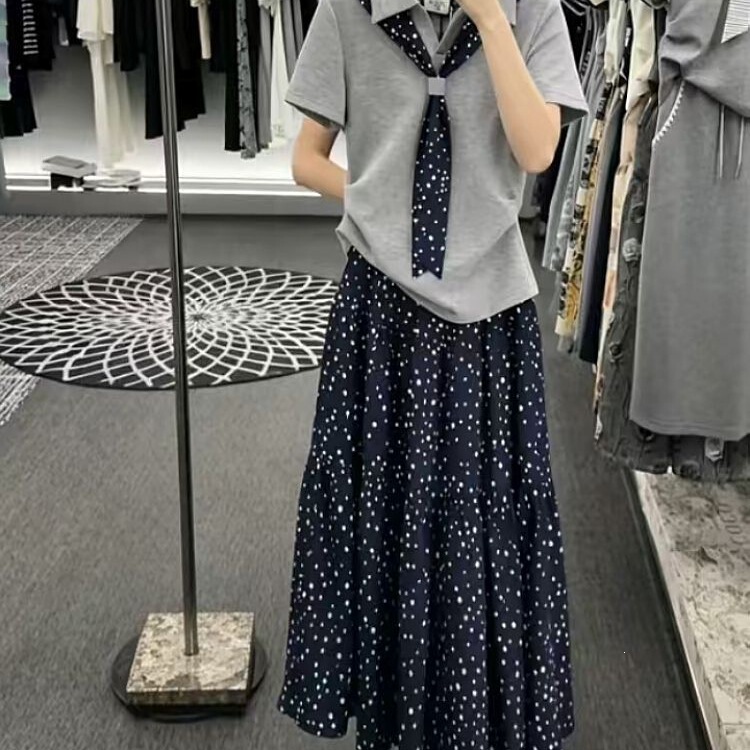 Fashion Designer's New Summer Style Women's Clothing with Elegant Patchwork and Heavy Pleats, Slimming and Stylish Two-Piece Set