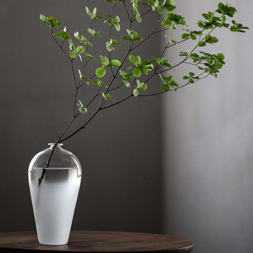 Japanese style cloud Zen vase, glass transparent flower vessel, water-raised flower arrangement, home living room, tea ceremony decoration, plum vase