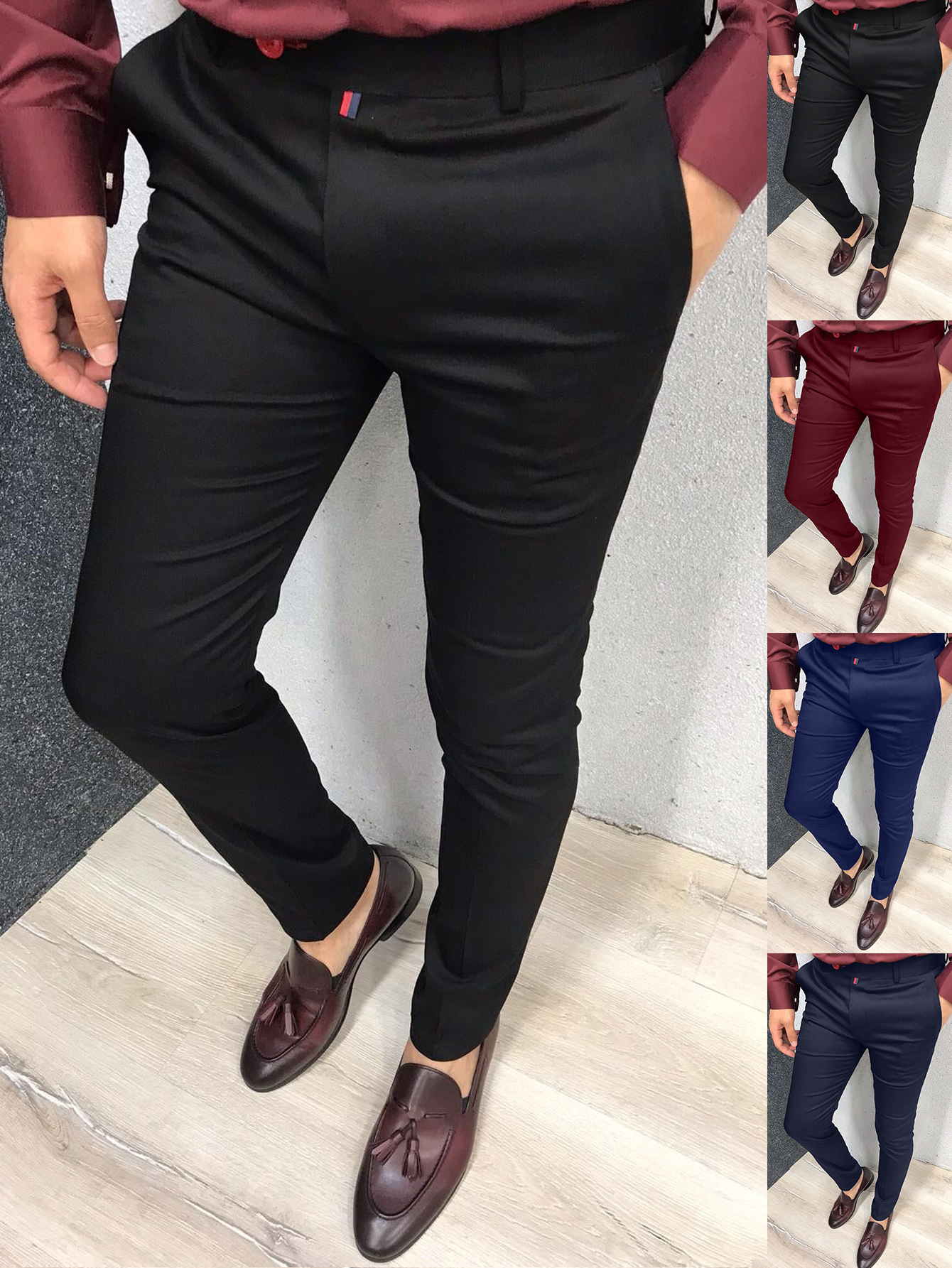 Mens New Vintage Thin Style Straight Long Suit Pants Streetwear Jogging Pencil Solid Color Pants Men Business Casual Trousers_voghion.com