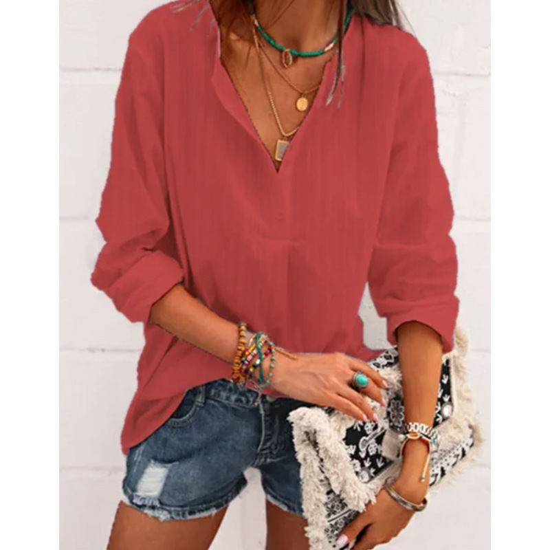 Women's Blouse Long Sleeve Blouses Casual Solid Color display picture 3