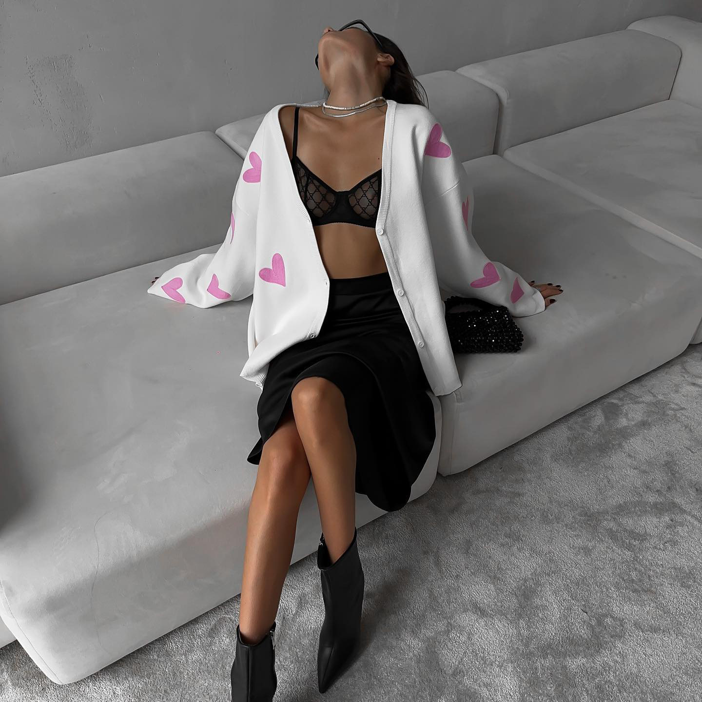 570g Weight Long Sleeve Sleeve Length Single Breasted Placket Type Regular Sleeve Sleeve Type Viscose fiber Fabric Type Regular Top Length Sweater Tops Type Holiday, Street Occasion V Neck Neckline Loose Fit Type Heart Shape Pattern Winter, Autumn Season Women's Gender Elegant, Streetwear Style Women's Sweater Long Sleeve Sweaters & Cardigans Elegant Streetwear Heart Shape 16
