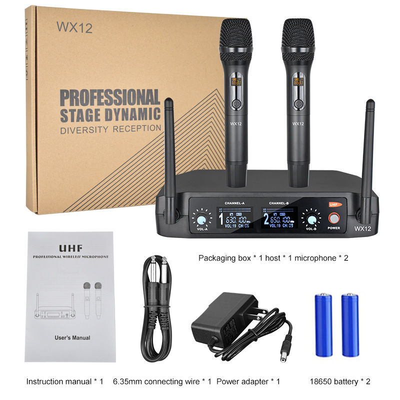 无线话筒拖二U段舞台演出会议K歌音响半金属可充电无线麦克风WX12