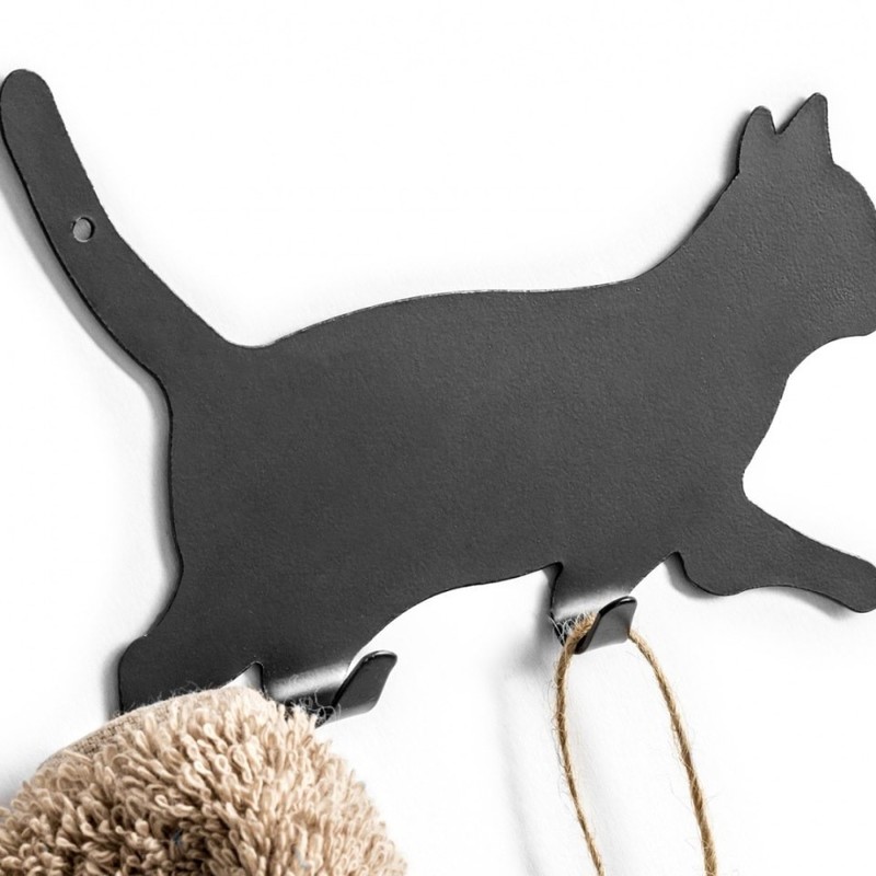 跨境 猫壁挂钩创意简易猫咪造型衣帽多功能收纳挂钩架 金属工艺品|undefined