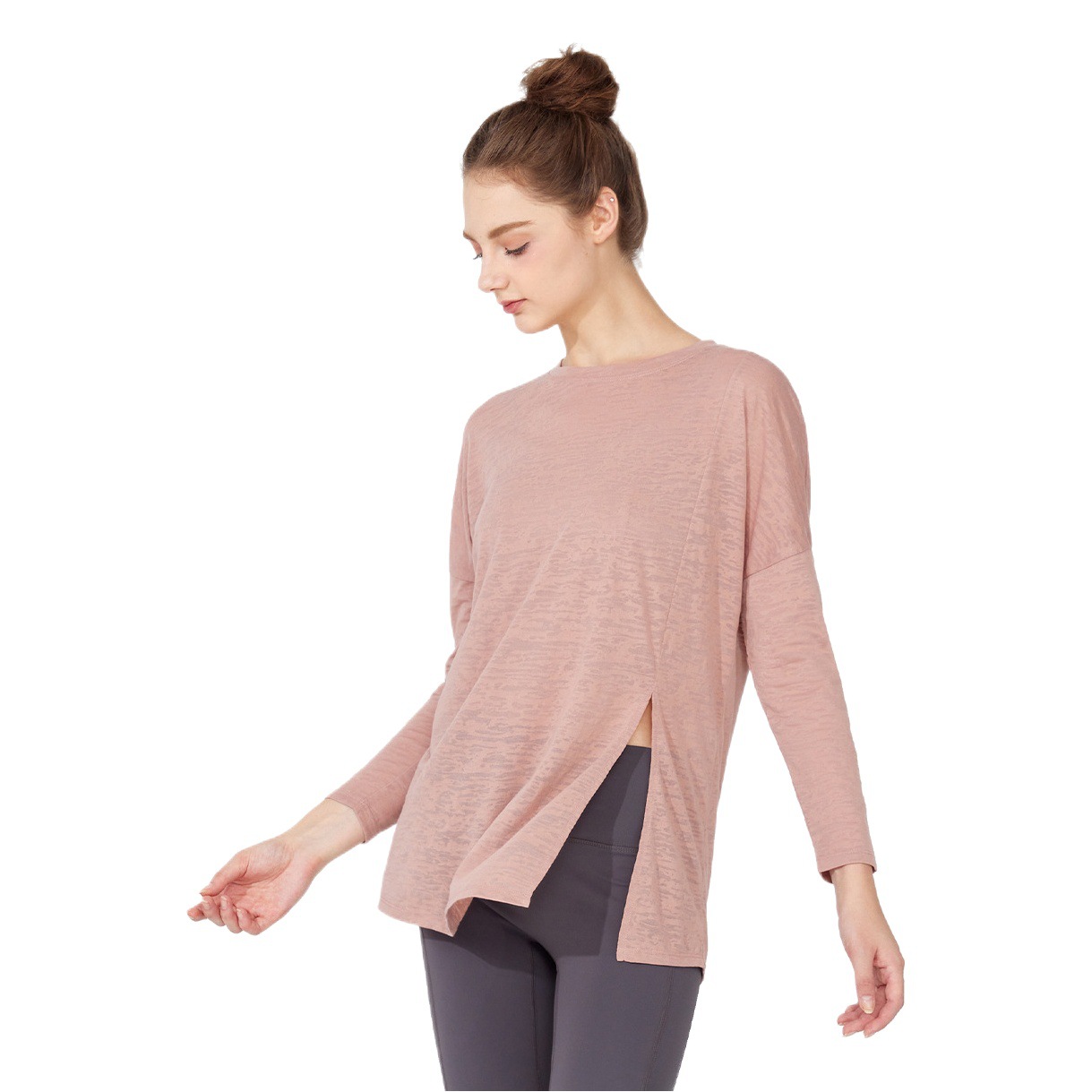 Cubrecamiseta de yoga transfronteriza para mujer, talla grande, de manga larga y ajuste holgado para fitness, top deportivo de secado rápido para correr, nuevo modelo de otoño e invierno.