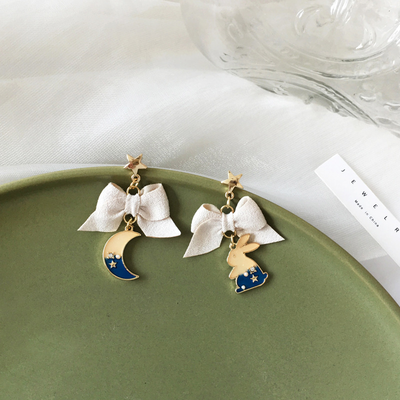 1 Pair Cartoon Style Bow Knot Enamel Alloy Drop Earrings display picture 3