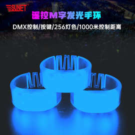 工厂M字硅胶演唱会分区中控发光手环DMX遥控环场助威LED手镯现货