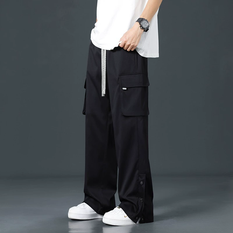 Мужские свободные повседневные спортивные брюки больших размеров, летние тонкие прямые длинные брюки-карго из ледяного шелка