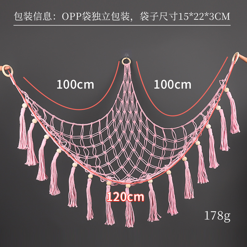 Children's room triangular toy net storage handmade cotton rope wall corner toy net hammock manufacturer wholesale