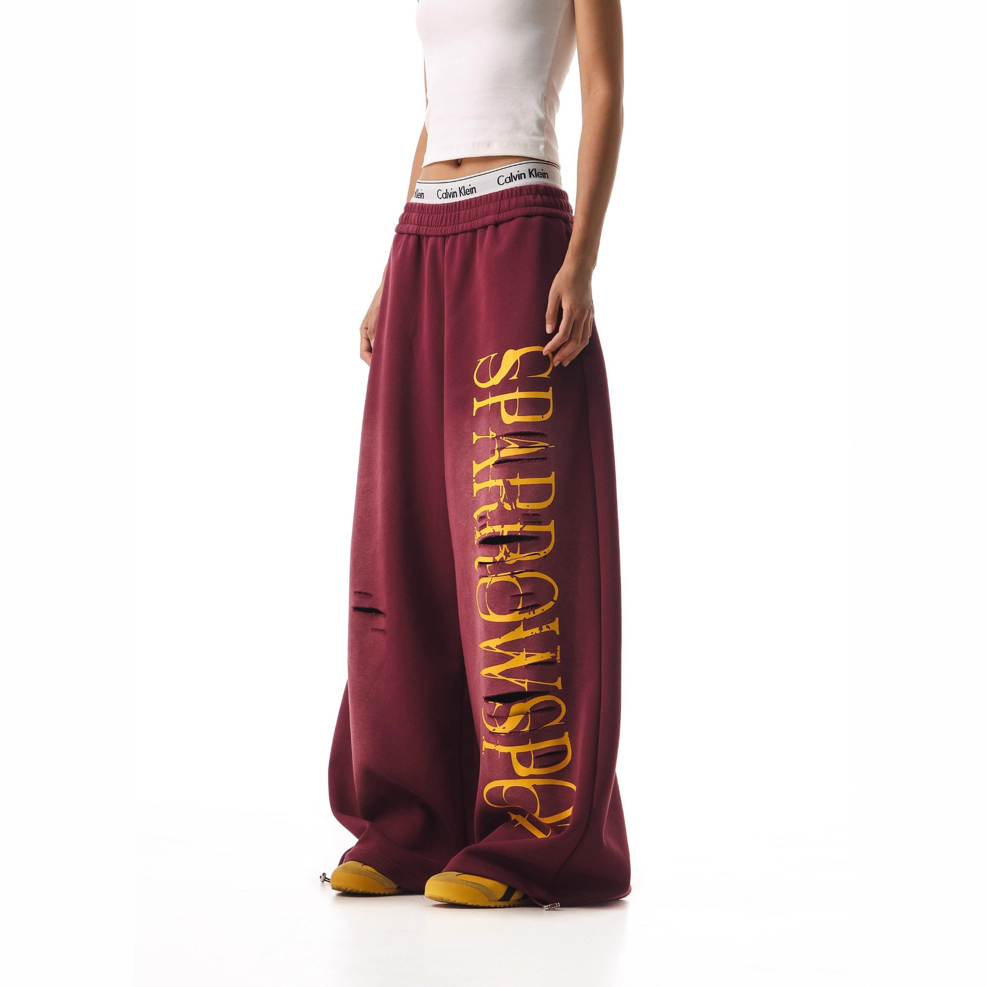 Fashion American-Style Trendy Women's Sports Pants Gym Fitness Loose Straight Printed Casual Long Pants