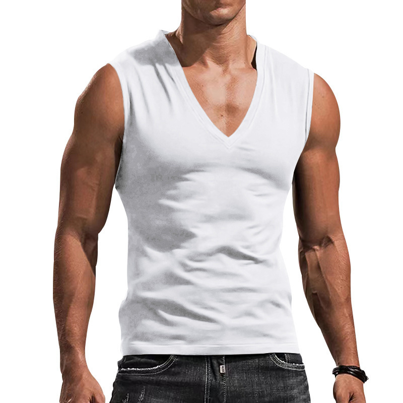 Hombres Color Sólido Camisetas Sin Mangas Con Espalda Cruzada Ropa Hombre display picture 3