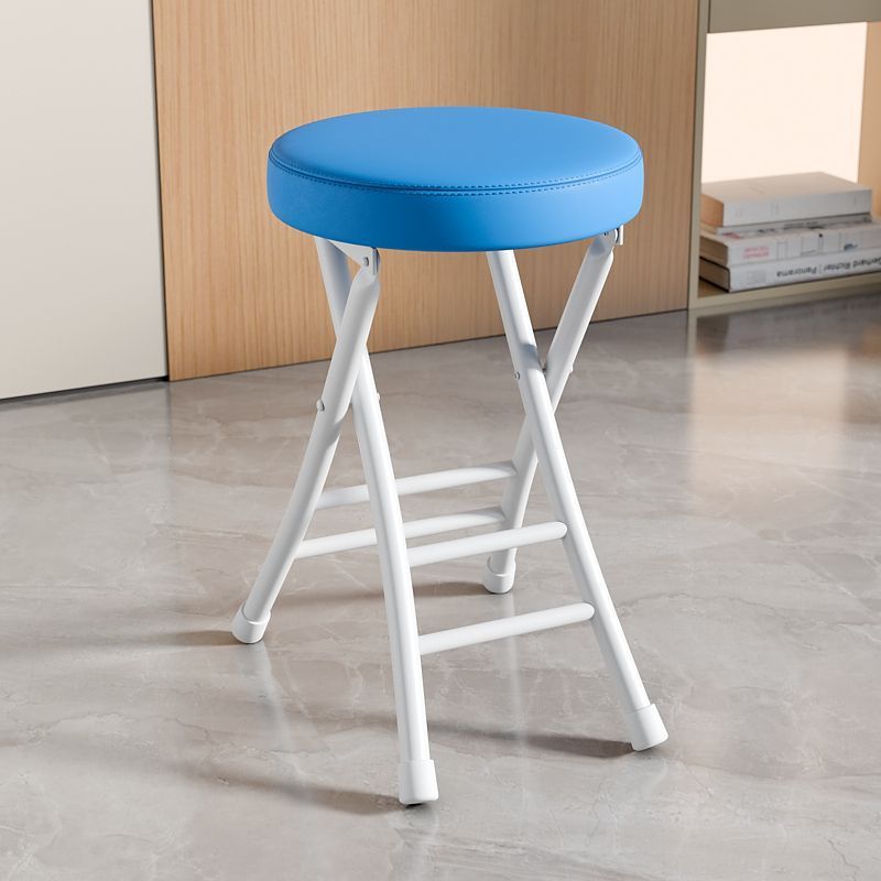 [두꺼운쿠션] 흰색 프레임 파란색 표면 접이식 의자