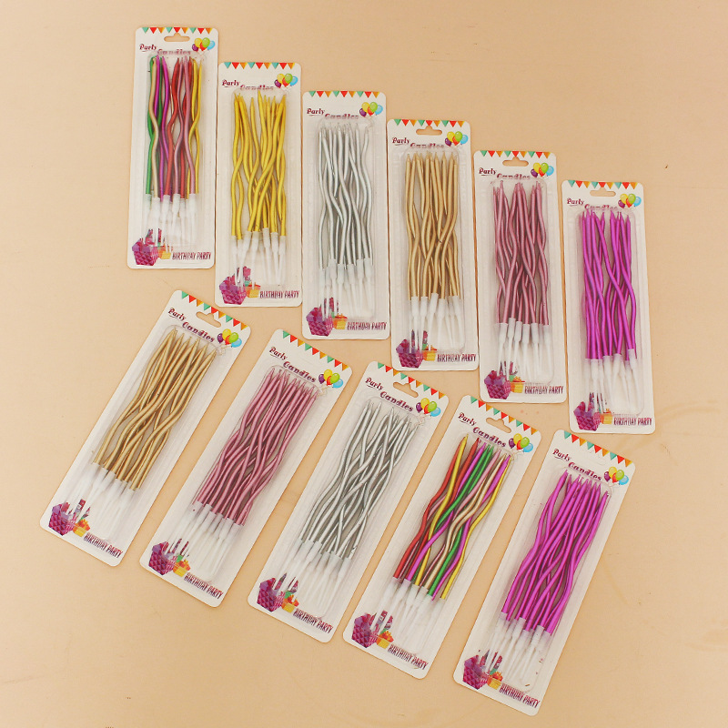 Creativo colorido cumpleaños vela 12 curva Partido de los niños cartón oro lápiz pastel hornear vela al por mayor