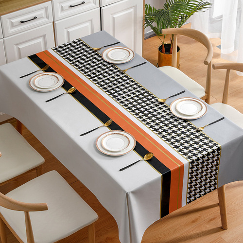 Benzhi exquisite houndstooth leather tablecloth wholesale waterproof and oil-proof PVC tablecloth ins style coffee table cloth dining table mat